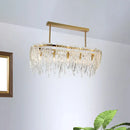 DecorBites™ Postmodern Crystal Island Pendant Light Gold - 5-Light Dining Room Down Lighting