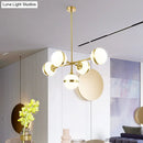 DecorBites™ Postmodern Gold Branch Pendant Light with White Ball Glass - 3/5-Light Suspension Lamp Kit