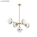 DecorBites™ Postmodern Gold Branch Pendant Light with White Ball Glass - 3/5-Light Suspension Lamp Kit