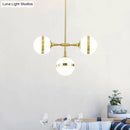 DecorBites™ Postmodern Gold Branch Pendant Light with White Ball Glass - 3/5-Light Suspension Lamp Kit