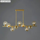 DecorBites™ Postmodern Gold Finish Amber Glass Ball Island Hanging Lamp for Table Illumination