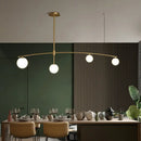 DecorBites™ Postmodern Gold Island Pendant Light with Frosted White Glass Orb Shape