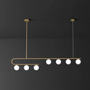DecorBites™ Postmodern Gold Linear Island Pendant Light with Ivory Ball Glass - LED Hanging Lamp