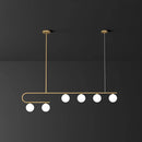 DecorBites™ Postmodern Gold Linear Island Pendant Light with Ivory Ball Glass - LED Hanging Lamp