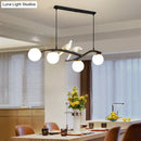 DecorBites™ Postmodern Island Lamp Tree Branch Hanging Light with Glass Shades and Bird Deco – 4-Bulb Design