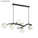 DecorBites™ Postmodern Island Lamp Tree Branch Hanging Light with Glass Shades and Bird Deco – 4-Bulb Design