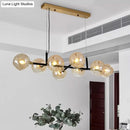 DecorBites™ Postmodern Island Lighting: Amber Ball Pendant Lamp with Adjustable Cord - 8 Lights Glass