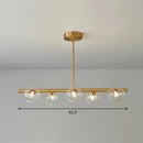 Postmodern brass linear island lamp dining room glass pendant light