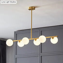 Postmodern brass linear island lamp dining room glass pendant light