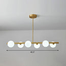 Postmodern brass linear island lamp dining room glass pendant light
