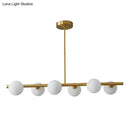 Postmodern brass linear island lamp dining room glass pendant light