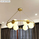 DecorBites™ Postmodern Metal Chandelier with Frosted Glass Shades - 6/8 Lights, Brass Finish