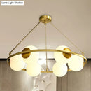 DecorBites™ Postmodern Metal Chandelier with Frosted Glass Shades - 6/8 Lights, Brass Finish