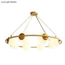 DecorBites™ Postmodern Metal Chandelier with Frosted Glass Shades - 6/8 Lights, Brass Finish