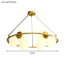 DecorBites™ Postmodern Metal Chandelier with Frosted Glass Shades - 6/8 Lights, Brass Finish