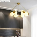 DecorBites™ Postmodern Metal Chandelier with Frosted Glass Shades - 6/8 Lights, Brass Finish