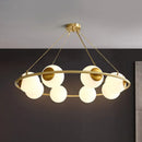 DecorBites™ Postmodern Metal Chandelier with Frosted Glass Shades - 6/8 Lights, Brass Finish