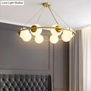 DecorBites™ Postmodern Metal Chandelier with Frosted Glass Shades - 6/8 Lights, Brass Finish