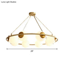 DecorBites™ Postmodern Metal Chandelier with Frosted Glass Shades - 6/8 Lights, Brass Finish