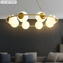 DecorBites™ Postmodern Metal Chandelier with Frosted Glass Shades - 6/8 Lights, Brass Finish