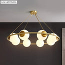 DecorBites™ Postmodern Metal Chandelier with Frosted Glass Shades - 6/8 Lights, Brass Finish