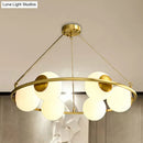 DecorBites™ Postmodern Metal Chandelier with Frosted Glass Shades - 6/8 Lights, Brass Finish