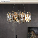 DecorBites™ Postmodern Smoke Grey Glass Leaf Suspension Lamp – Gold Restaurant Island Light