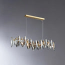 DecorBites™ Postmodern Smoke Grey Glass Leaf Suspension Lamp – Gold Restaurant Island Light
