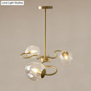 DecorBites™ Postmodern Transparent Glass 3-Light Flush Mount Chandelier for Bedroom in Brass