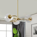 DecorBites™ Postmodern Transparent Glass 3-Light Flush Mount Chandelier for Bedroom in Brass