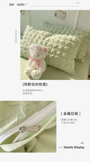 DecorBites™ Princess Bedding Set - French Style Wash Cotton, Solid Color Summer Soft Set