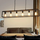 DecorBites™ Rectangle Island Pendant: Black/Brass, Classic Metal, 5/6 Bulbs - Perfect for Dining Room Ceiling Lighting