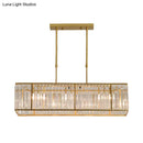 DecorBites™ Rectangular Clear Crystal Island Pendant Light - 3 Head Traditional Suspension Lighting for Dining Room