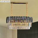 DecorBites™ Rectangular Dining Room Pendant - 3-Tier Amber/Smoke Gray Crystal Block - Contemporary Island Lamp - 12-Light