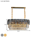DecorBites™ Rectangular Dining Room Pendant - 3-Tier Amber/Smoke Gray Crystal Block - Contemporary Island Lamp - 12-Light
