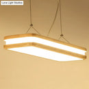 DecorBites™ Rectangular Wood Island Pendant Light - Nordic LED Dining Room Fixture in Beige