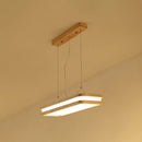 DecorBites™ Rectangular Wood Island Pendant Light - Nordic LED Dining Room Fixture in Beige