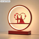 DecorBites™ Red Loop Night Light: Romantic Metal LED Table Lamp for Bedroom