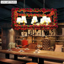 DecorBites™ Red Metal Flower Pendant Light for Restaurant - Industrial Rectangular Island with 8 Heads