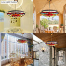 DecorBites™ Red Stained Glass Victorian Chandelier - Elegant Living Room Ceiling Light
