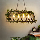 Retro birdcage island light fixture kitchen ivy chandelier black