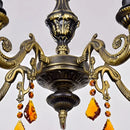 DecorBites™ Retro Geometric Stained Glass Chandelier with Crystal Pendants - 5 Bulbs in Yellow/Blue for Bedroom