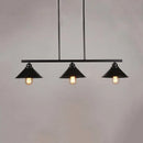 DecorBites™ Retro Loft Metal Island Pendant Light Fixture - Black Finish, Conical Design, 2/3 Lights - Kitchen Ceiling Lighting