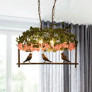 DecorBites™ Retro Metal Birdcage Ceiling Light with Flower Decor - Brass Finish, 2/3/4 Heads - Perfect for Restaurants and Islands