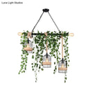 DecorBites™ Retro Metal Island Light with 5 Pink/Green Flower/Plant Drops for Restaurants