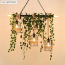 DecorBites™ Retro Metal Island Light with 5 Pink/Green Flower/Plant Drops for Restaurants