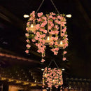 DecorBites™ Retro Metal Island Light with 5 Pink/Green Flower/Plant Drops for Restaurants
