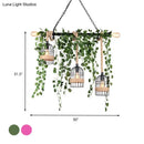 DecorBites™ Retro Metal Island Light with 5 Pink/Green Flower/Plant Drops for Restaurants