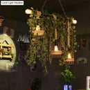 DecorBites™ Retro Metal Island Light with 5 Pink/Green Flower/Plant Drops for Restaurants