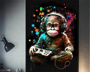 DecorBites™ Retro Monkey Gaming Room Wall Art Poster